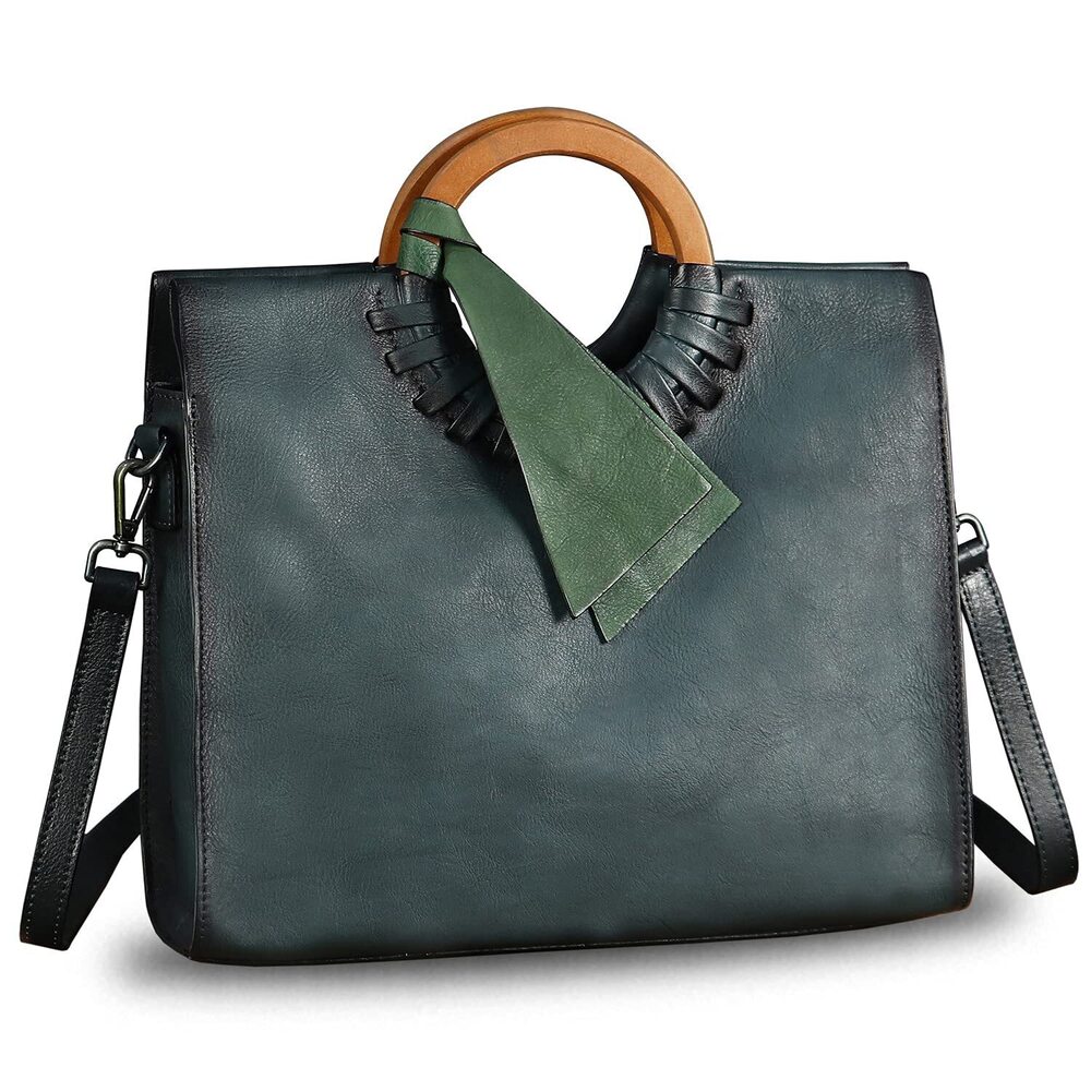 3949 Leather Top Handle Handbag Vintage Satchel Retro Cowhide Handmade